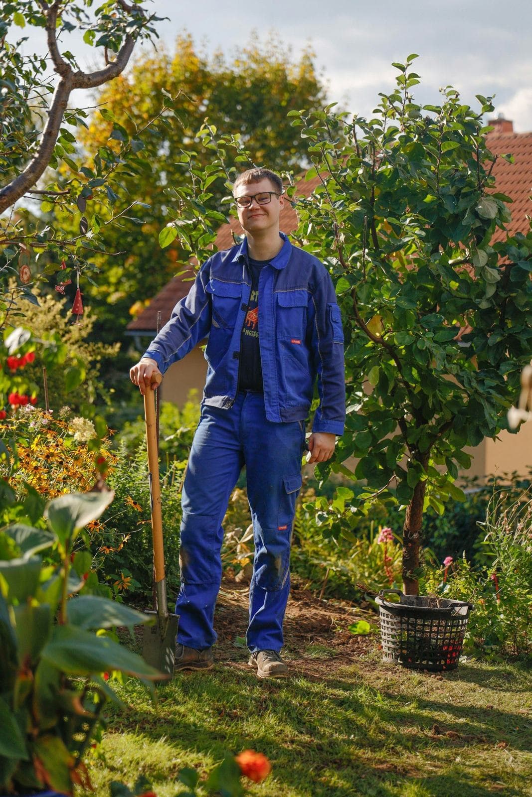 Oasis gardener planting a new backyard garden